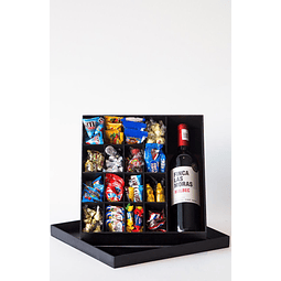 Caja con dulces y Vino