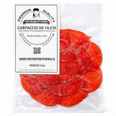 Carpaccio de filete angus con salsa de limoneta con queso parmesano y alcaparra 1