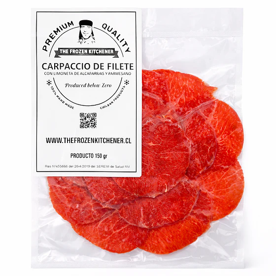 Carpaccio de filete angus con salsa de limoneta con queso parmesano y alcaparra 1