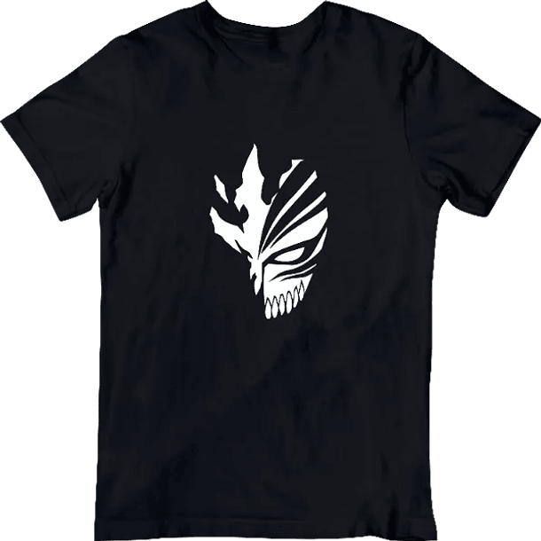 Bleach, Mascara de Hollow Ichigo, Polera 100% Algodón Orgánico.