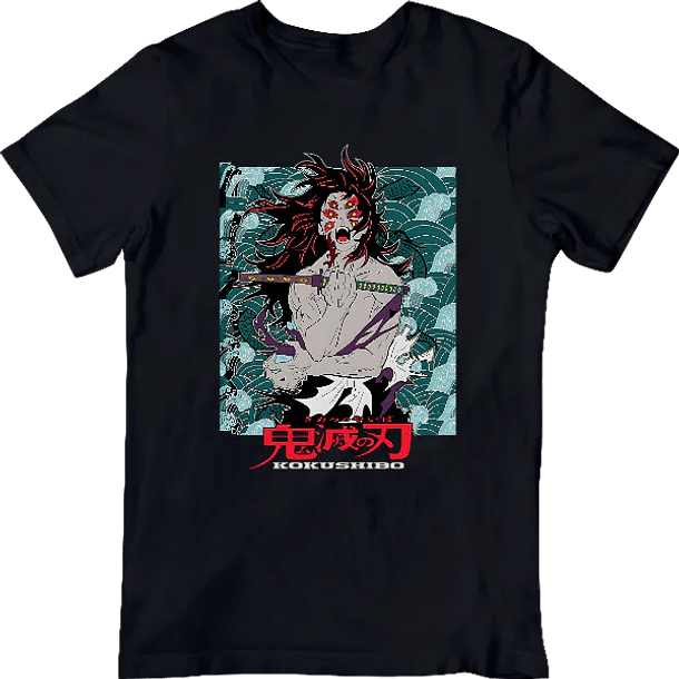 Demon Slayer, Kokushibo Luna Superior 1, Polera 100% Algodón Orgánico.