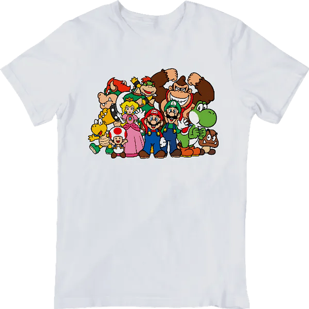 Super Mario Bros. Elenco Completo, Polera 100% Algodón Orgánico. 2