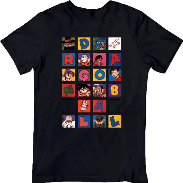 Dragon Ball, Clásico Cuadricula, Polera 100% Algodón Orgánico.