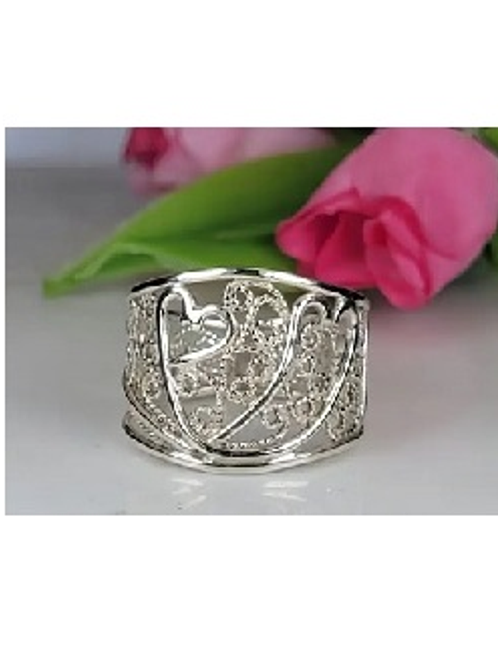 Anillo Corazones Vintage en Plata 925 1