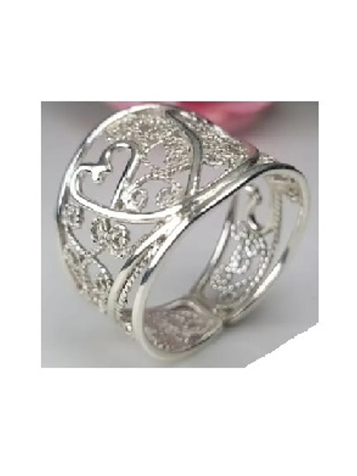 Anillo Corazones Vintage en Plata 925 3