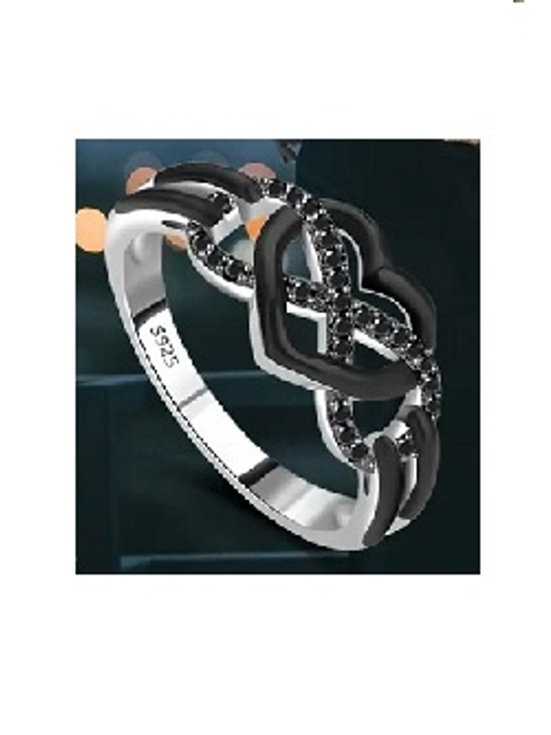 Anillo Amor Infinito en Plata 925 con Circonitas Negras 1