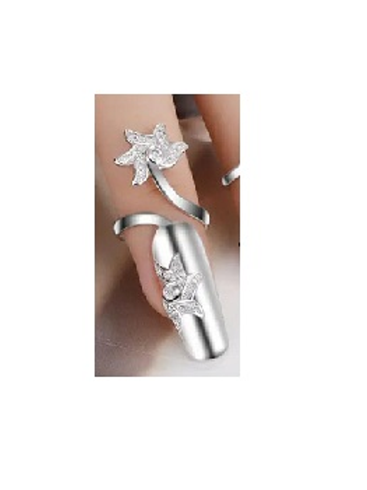 Anillos Florales para Uñas con Rhinestones en Plata 925 – Moda Juvenil 4