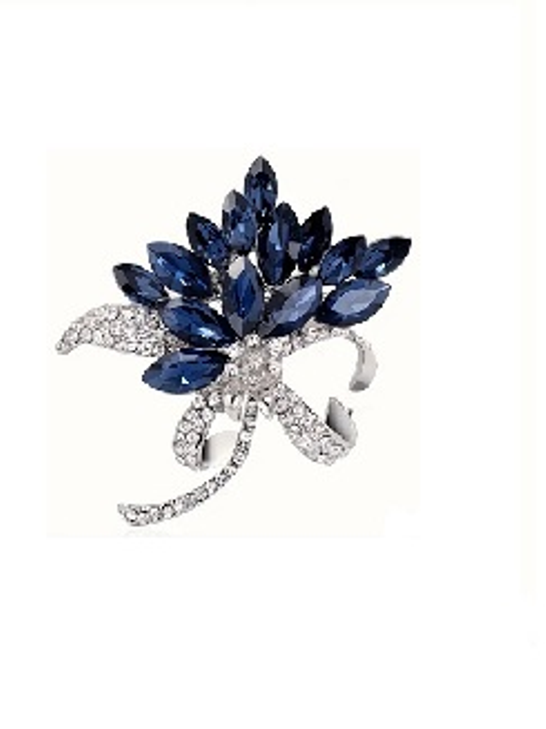 Broche Floral Vintage con Piedras Azul Marino y Brillantes – Accesorio de Lujo 1