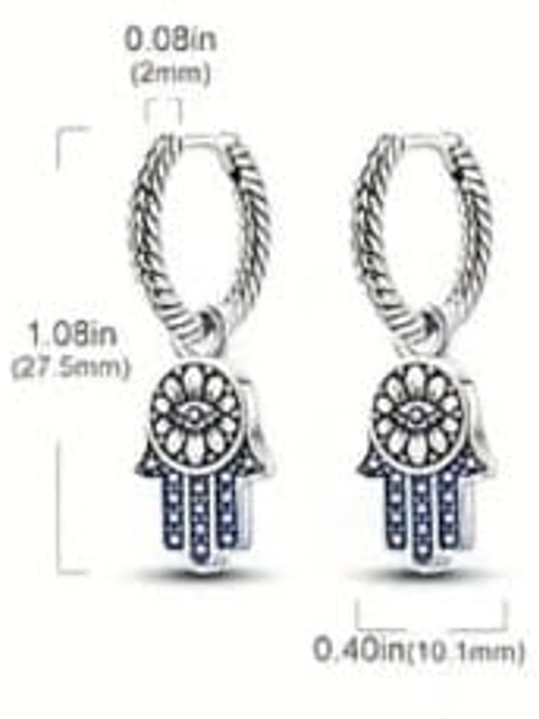 Aros Mano de Fátima en Plata 925 – Protección y Estilo con Detalles Azules 2