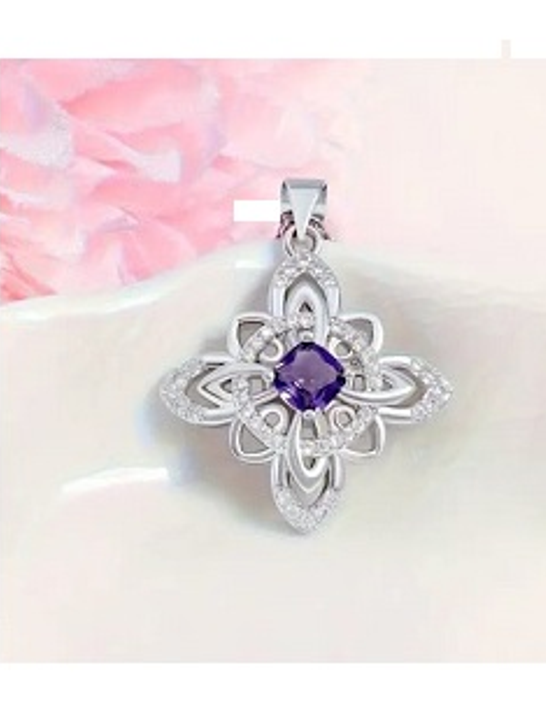 Collar Nudo Celta en Plata 925 con Zirconia Púrpura – Elegancia y Encanto Mágico 1