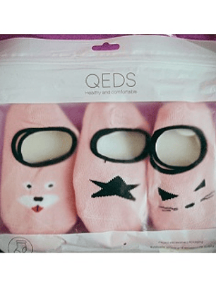 Set de 3 Soquetes Antideslizantes para Niñas – Diseños Divertidos (Talla 18-20)