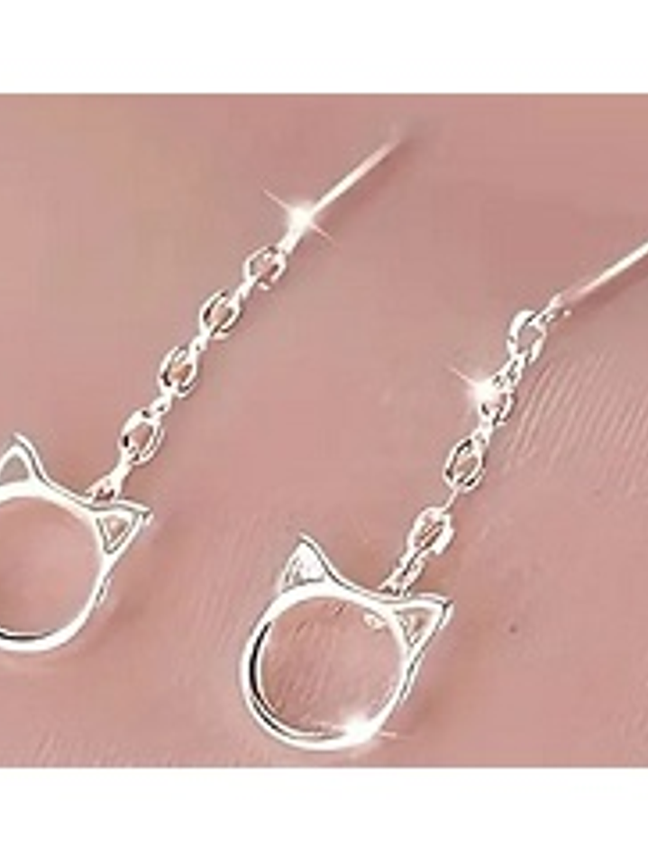 Aros Gato Plata 925 – Diseño Minimalista Colgante 1