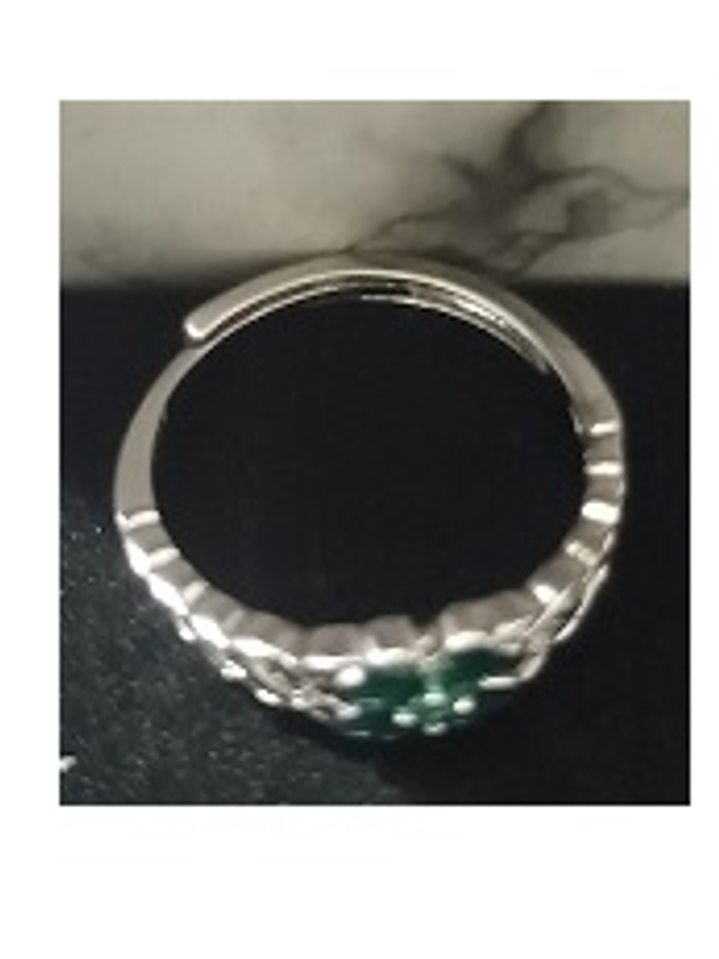 Anillo Trébol de Cuatro Hojas – Plata Esterlina 935 con Circonita Verde 2