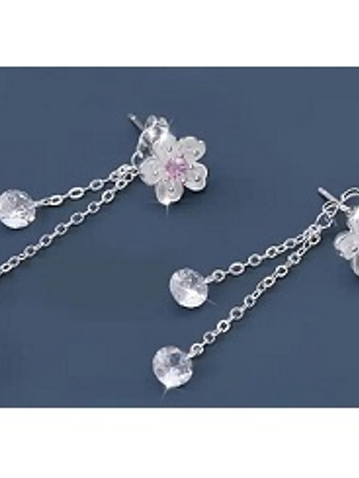 Aros Flor de Cerezo con Borla – Plata Esterlina 925 3