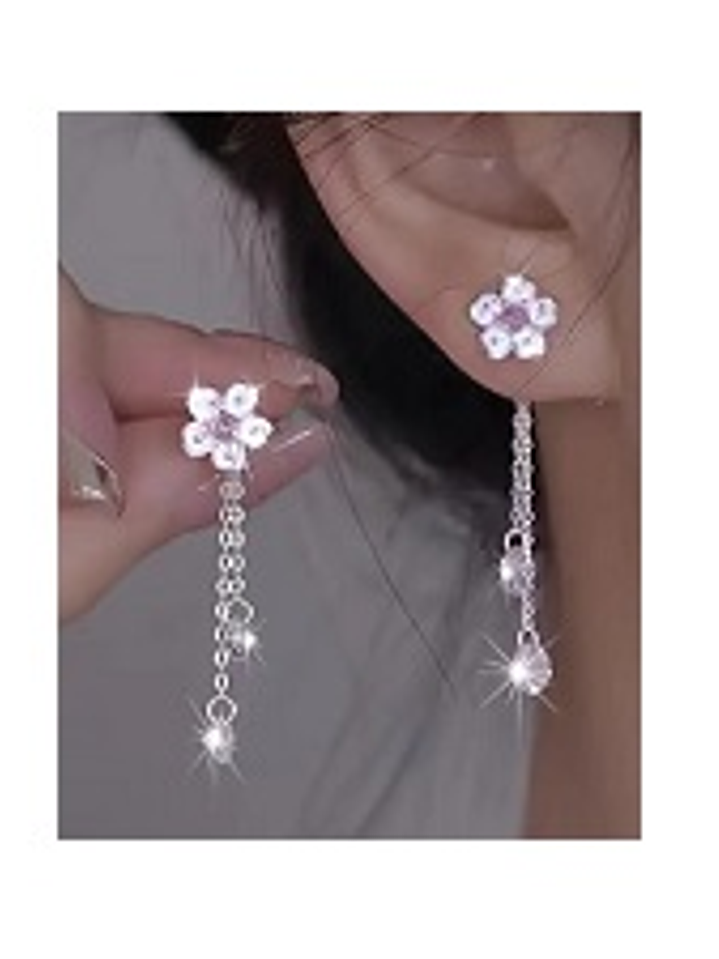 Aros Flor de Cerezo con Borla – Plata Esterlina 925 5