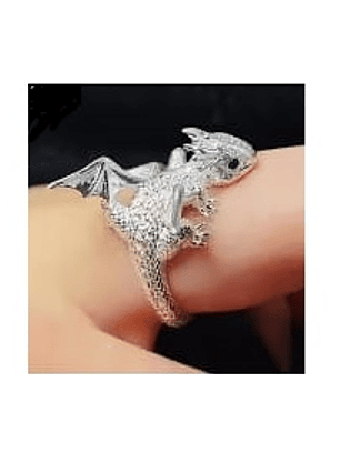 Anillo Dragón Plata Esterlina 925 con Circonita Negra