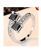 Anillo Cuadrado con Circonitas Negras y Blancas – Plata Esterlina 925 - Miniatura 1