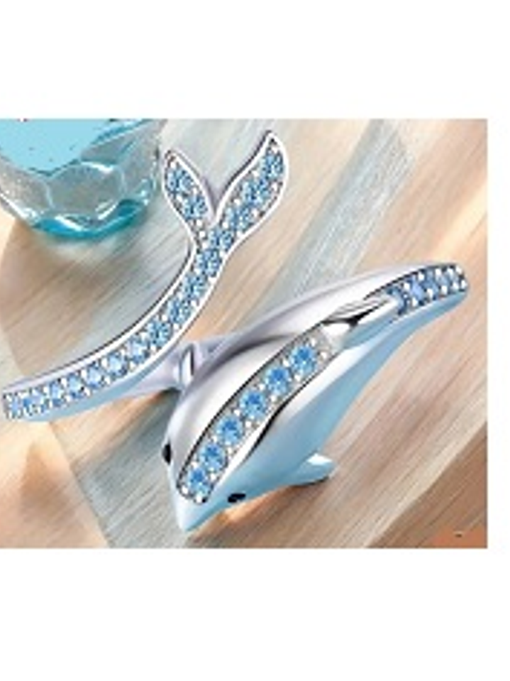 Anillo Delfín Azul Abierto – Plata Esterlina 925 1