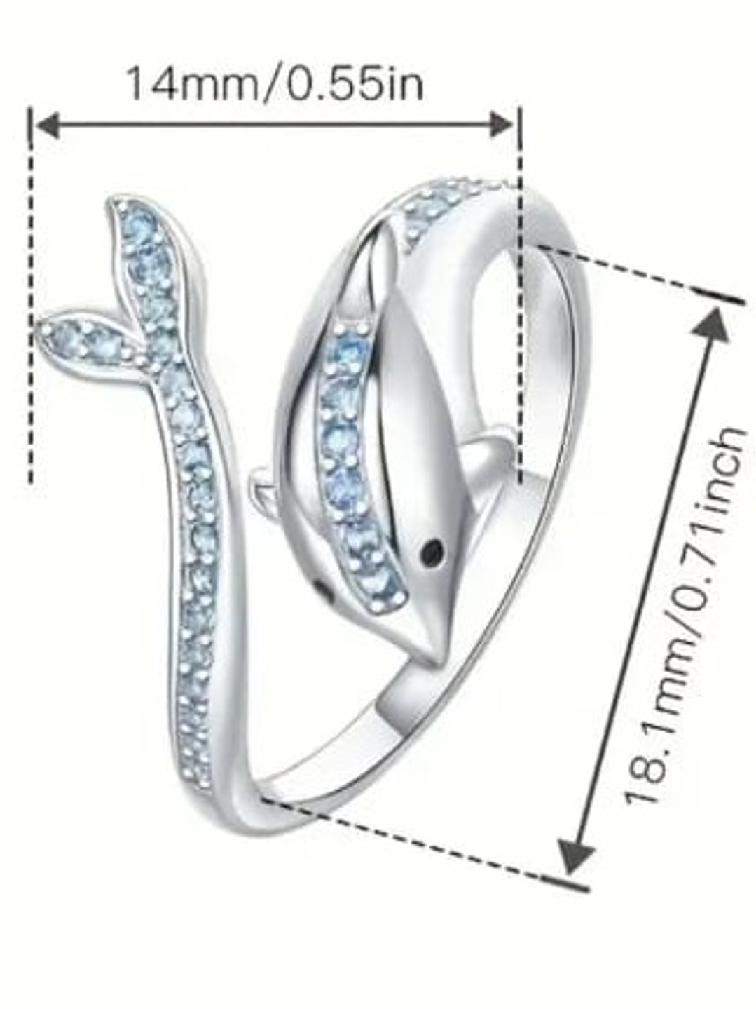 Anillo Delfín Azul Abierto – Plata Esterlina 925 2