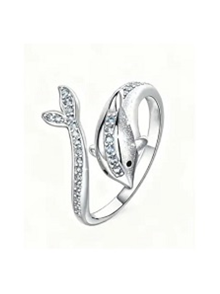 Anillo Delfín Azul Abierto – Plata Esterlina 925 3
