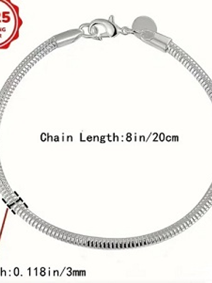 Pulsera “I Love Mom” Tipo Serpiente en Plata 925 4