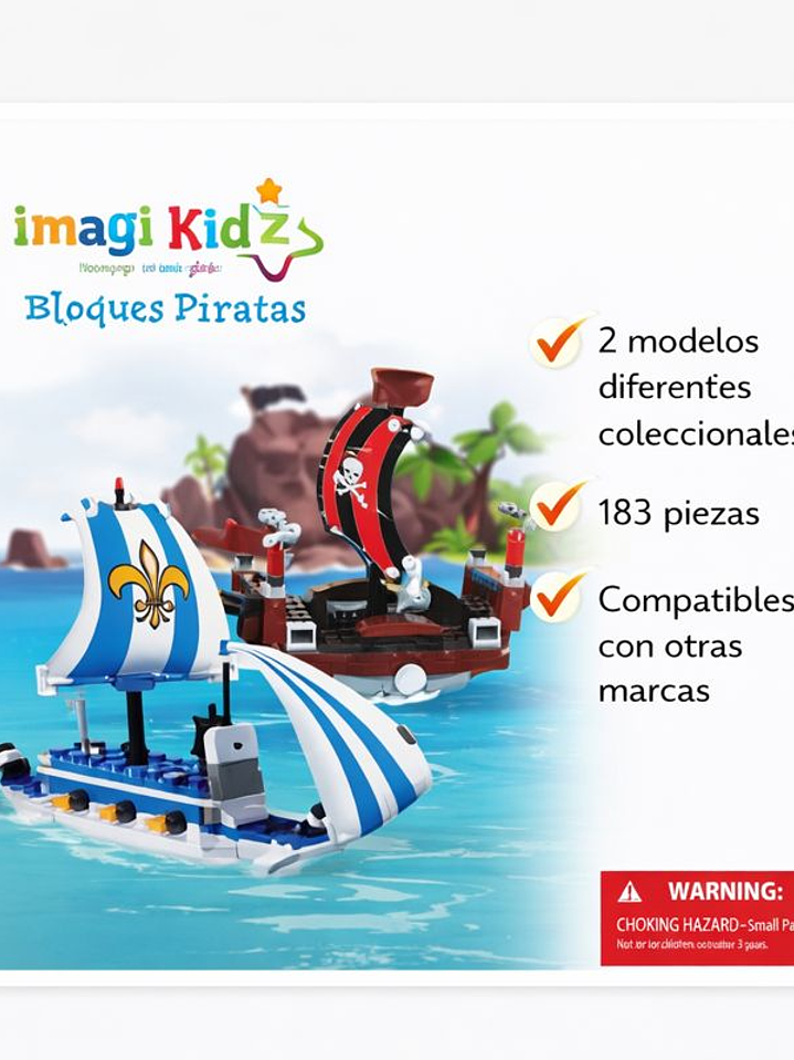 Bloques Piratas – Set de Construcción ImagiKidz (183 Piezas) 1