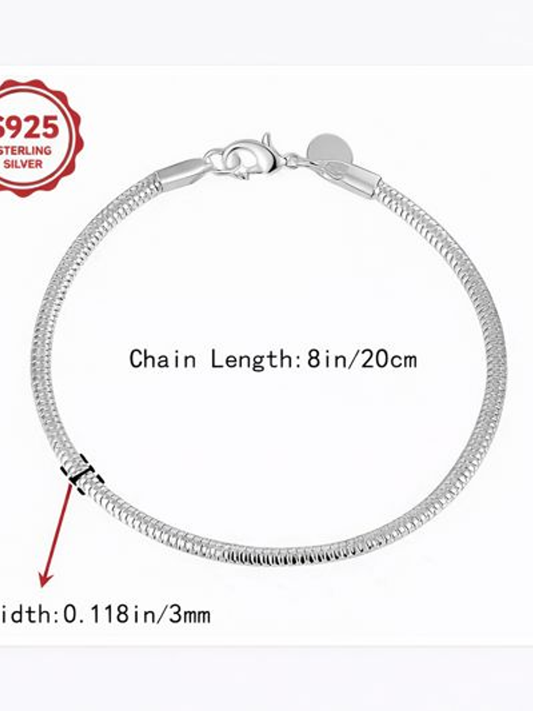 Pulsera Gato Columpio Tipo Serpiente en Plata Esterlina 925 3