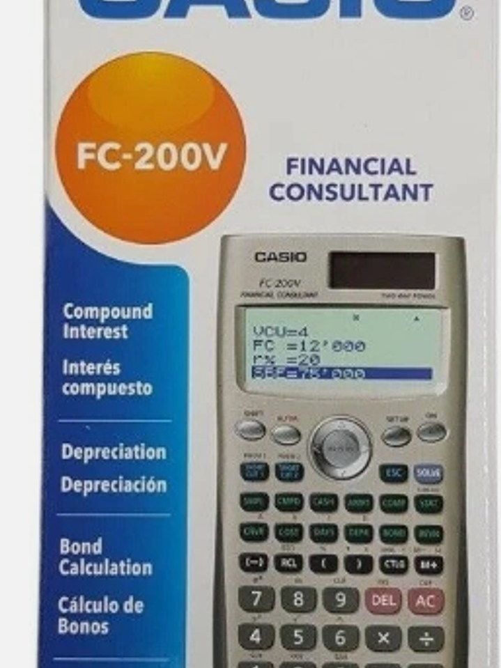 Casio FC-200V – Calculadora Financiera Científica con Pantalla de 4 Líneas 1
