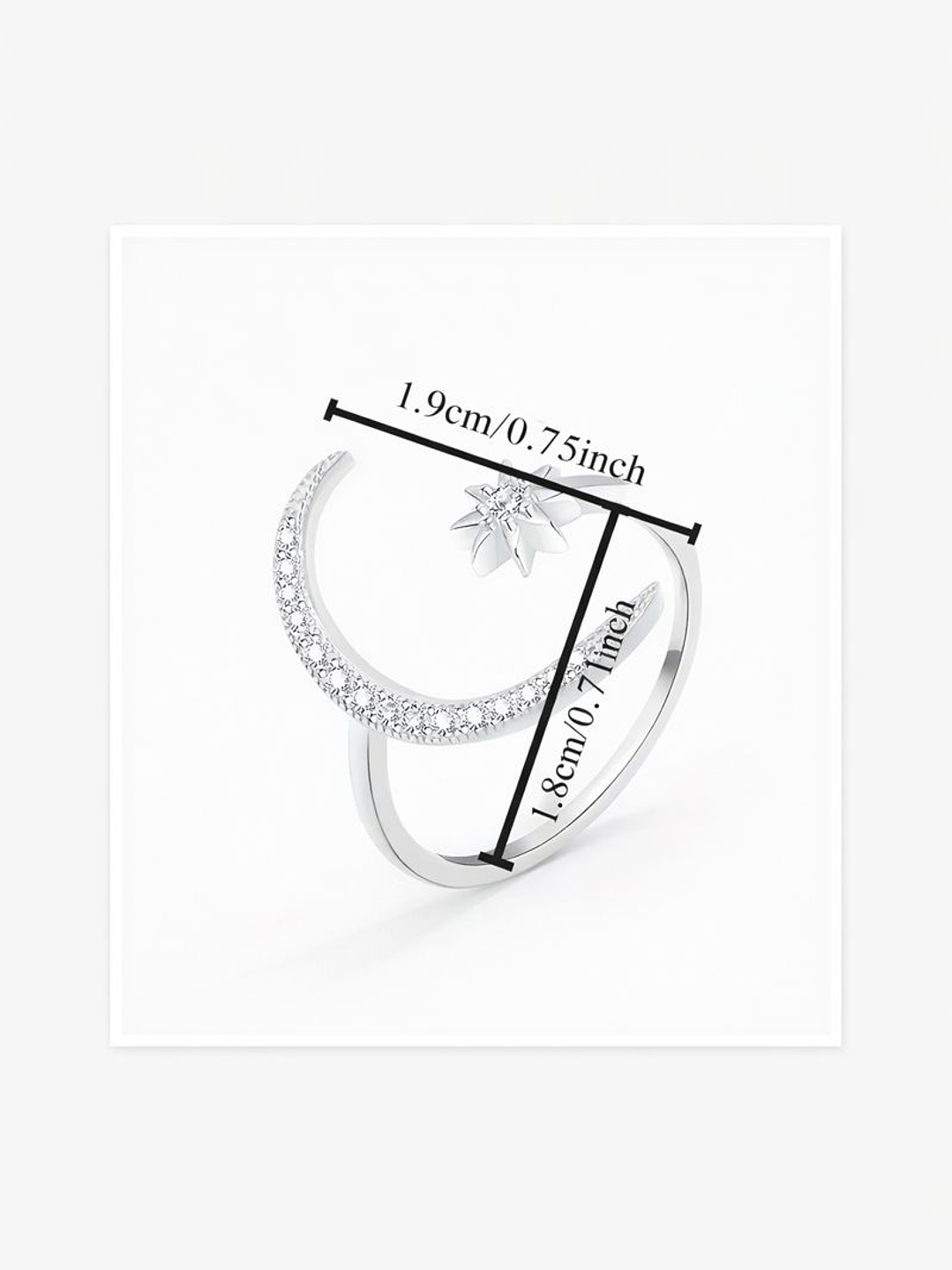Anillo Celestial Luna y Estrella – Plata 925 con Zirconia Cúbica 2
