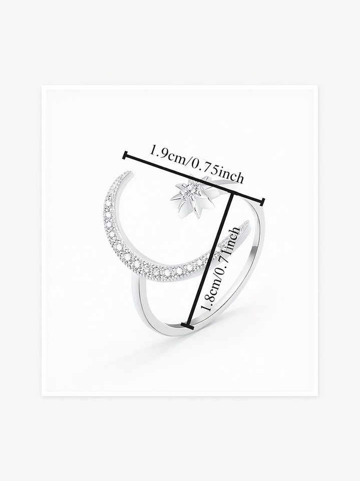 Anillo Celestial Luna y Estrella – Plata 925 con Zirconia Cúbica 2