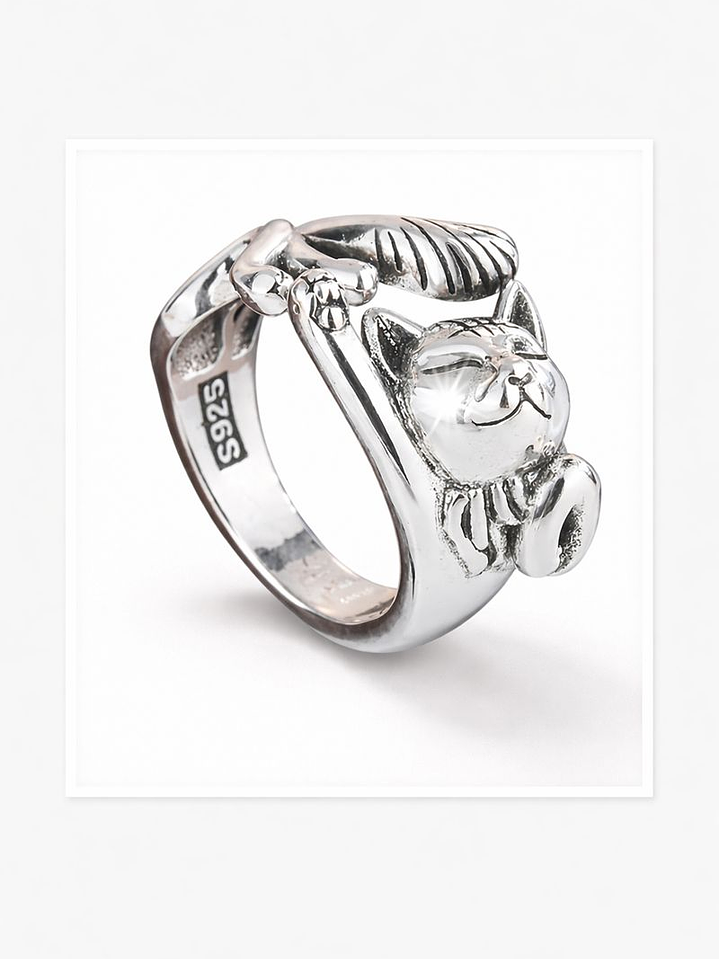 Anillo Lucky Cat en Plata 925 1