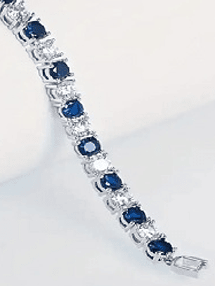 Pulsera Tenis. con cristales azules y blancos 