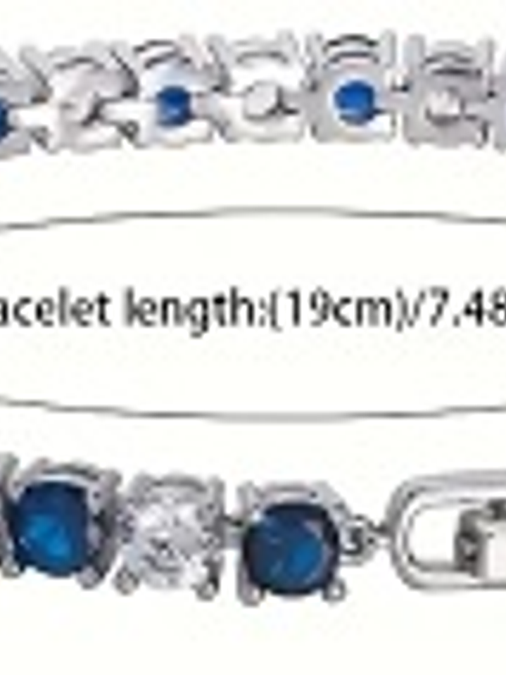 Pulsera Tenis. con cristales azules y blancos  2