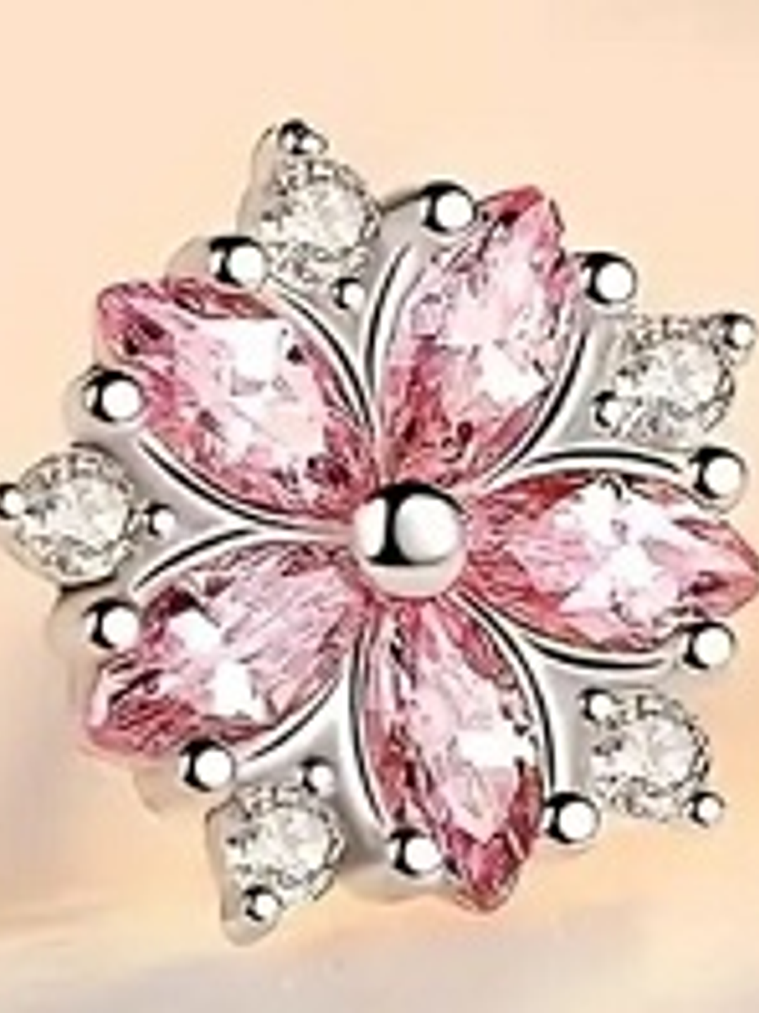🌸 Aros Flor Rosa con Cristales Brillantes 1