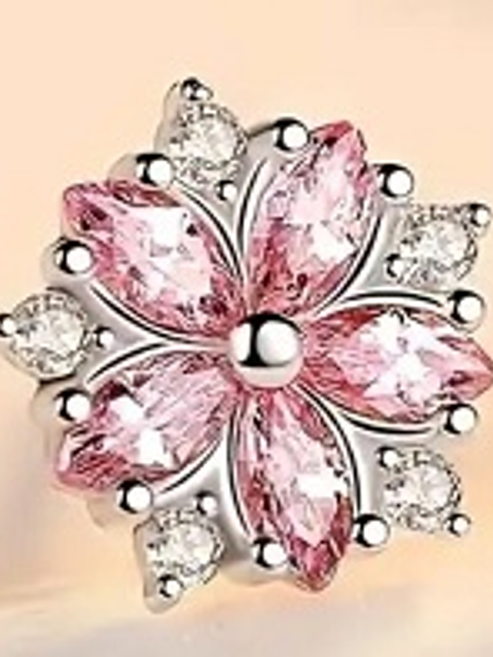 🌸 Aros Flor Rosa con Cristales Brillantes 1
