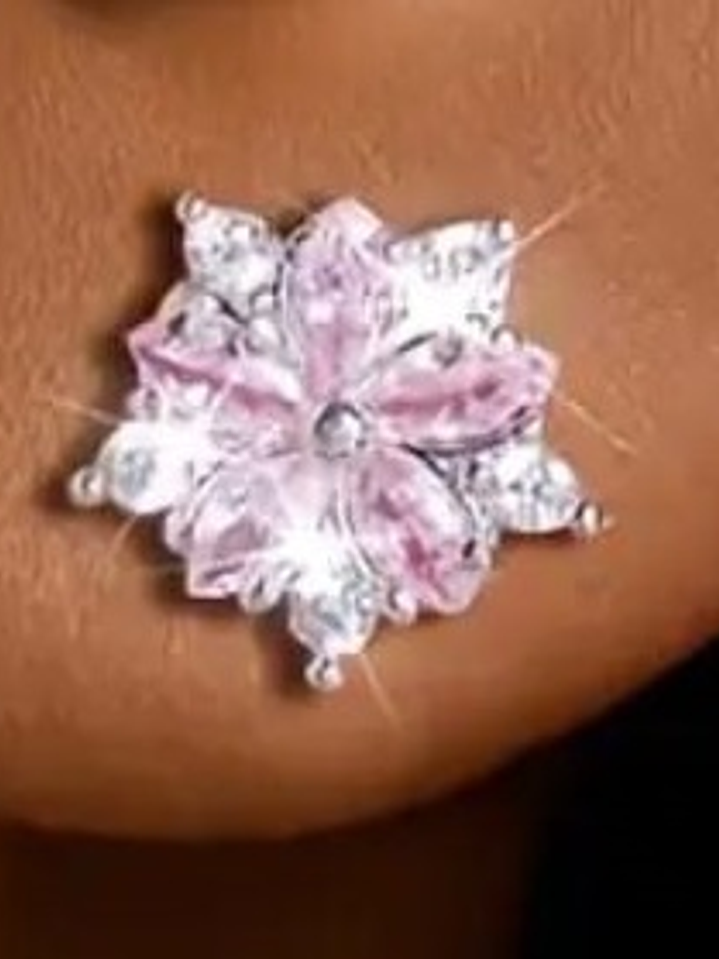 🌸 Aros Flor Rosa con Cristales Brillantes 3