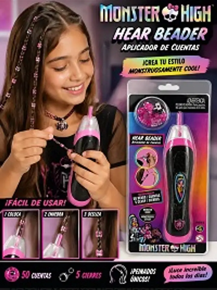 Monster High Hair Beader – Aplicador de Cuentas para el Cabello 1