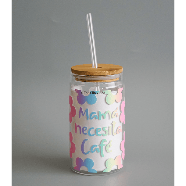 Vaso de lata de vidrio con tapa de bambú de 16 oz con envoltura de flores  al por mayor para tu tienda - Faire España