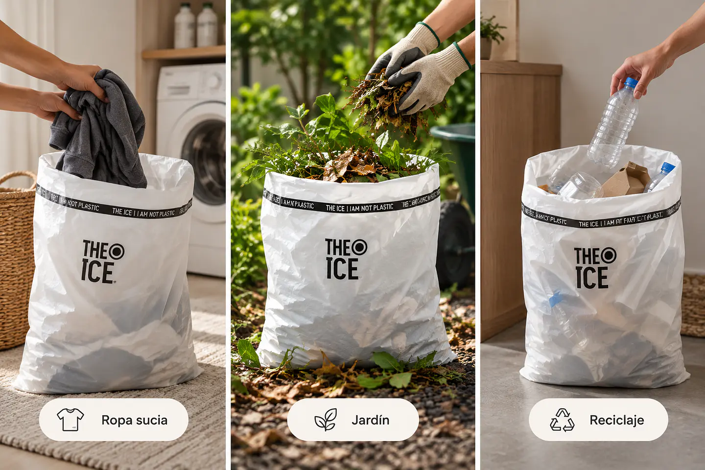 Bolsas Compostables THE ICE × I Am Not Plastic ♻️ 40 litros | 10 unidades | 55 × 80 cm 3