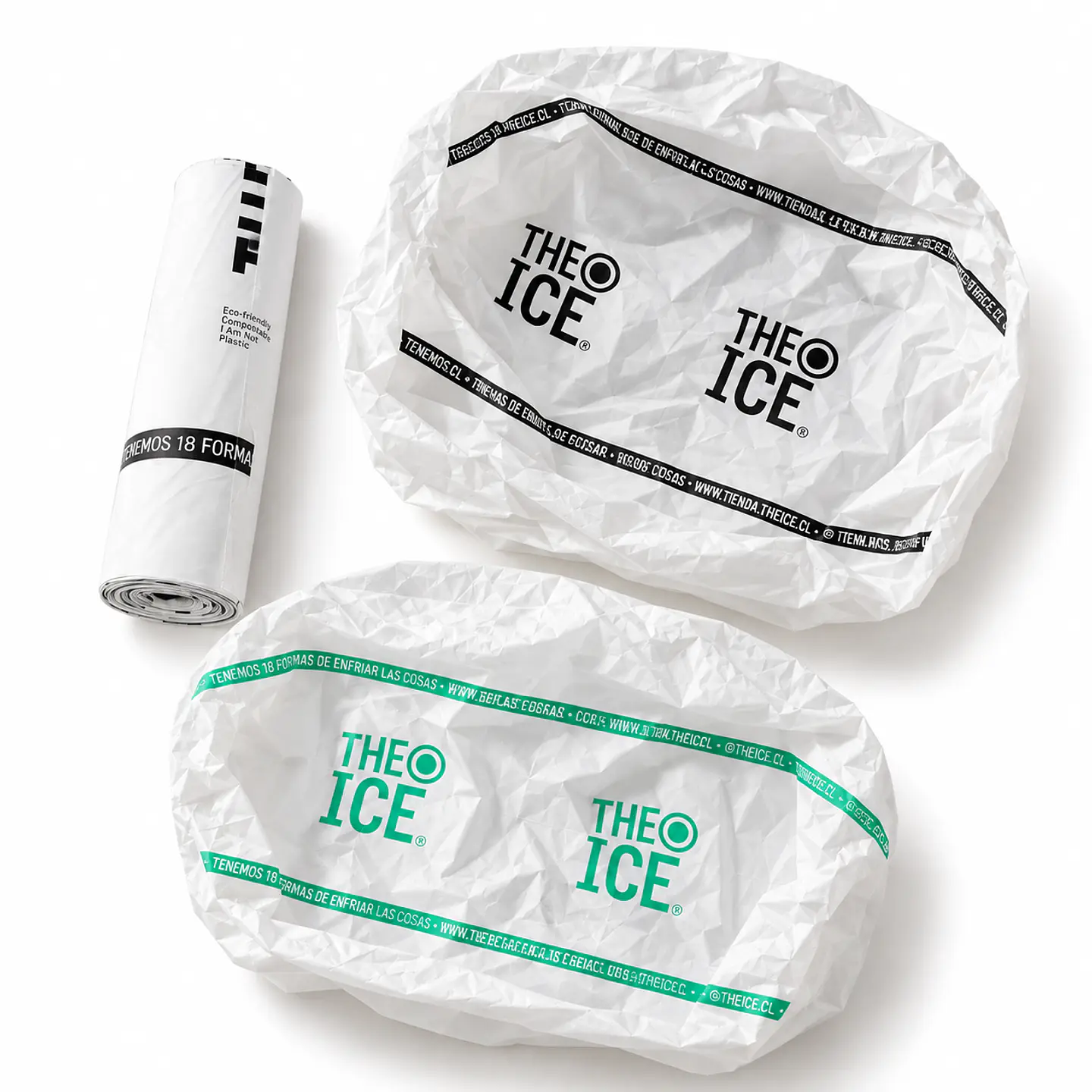Bolsas Compostables THE ICE × I Am Not Plastic ♻️ 40 litros | 10 unidades | 55 × 80 cm 1