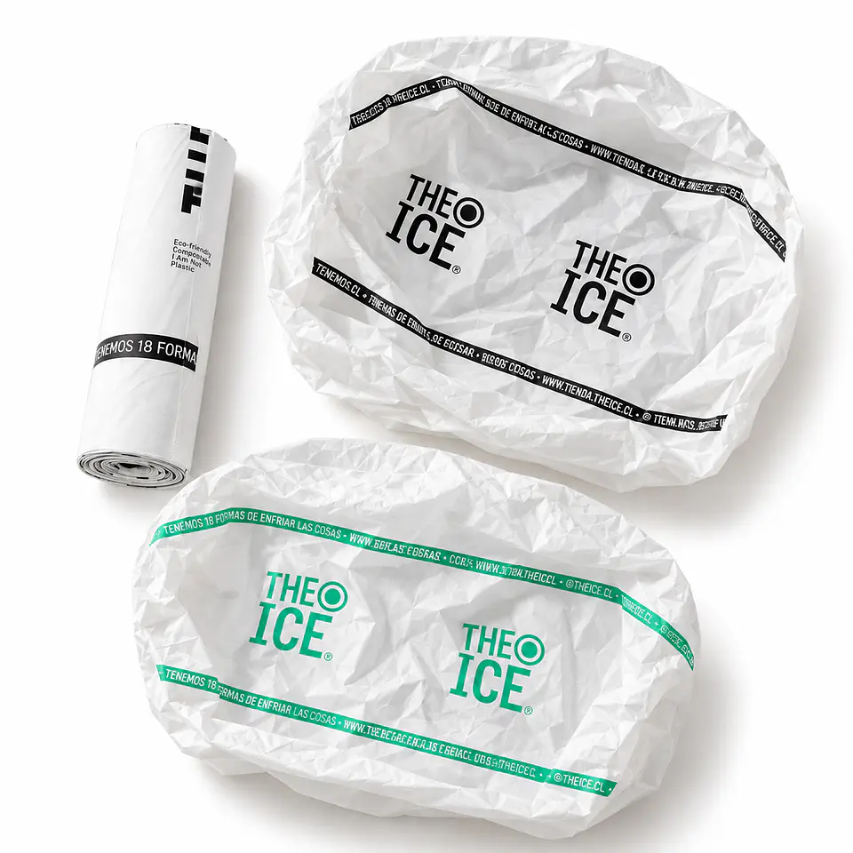 Bolsas Compostables THE ICE × I Am Not Plastic ♻️ 40 litros | 10 unidades | 55 × 80 cm 1