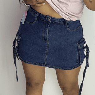 Falda cargo azul short interno 