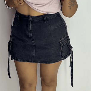 Falda cargo negro short interno