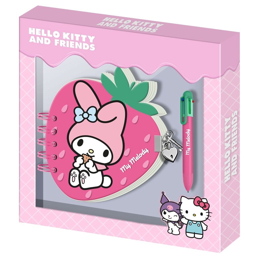 Hello Kitty and Friends My Melody Strawberry Diary + pen 1