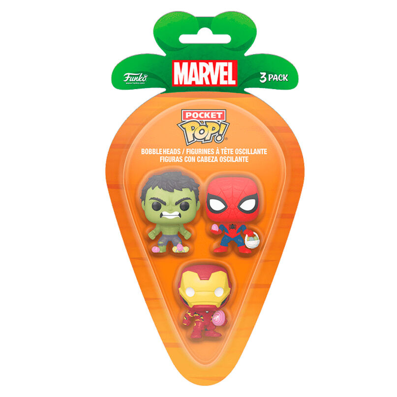Carrot Pocket POP blister 3 figures Marvel Spiderman Hulk Iron Man easter 1