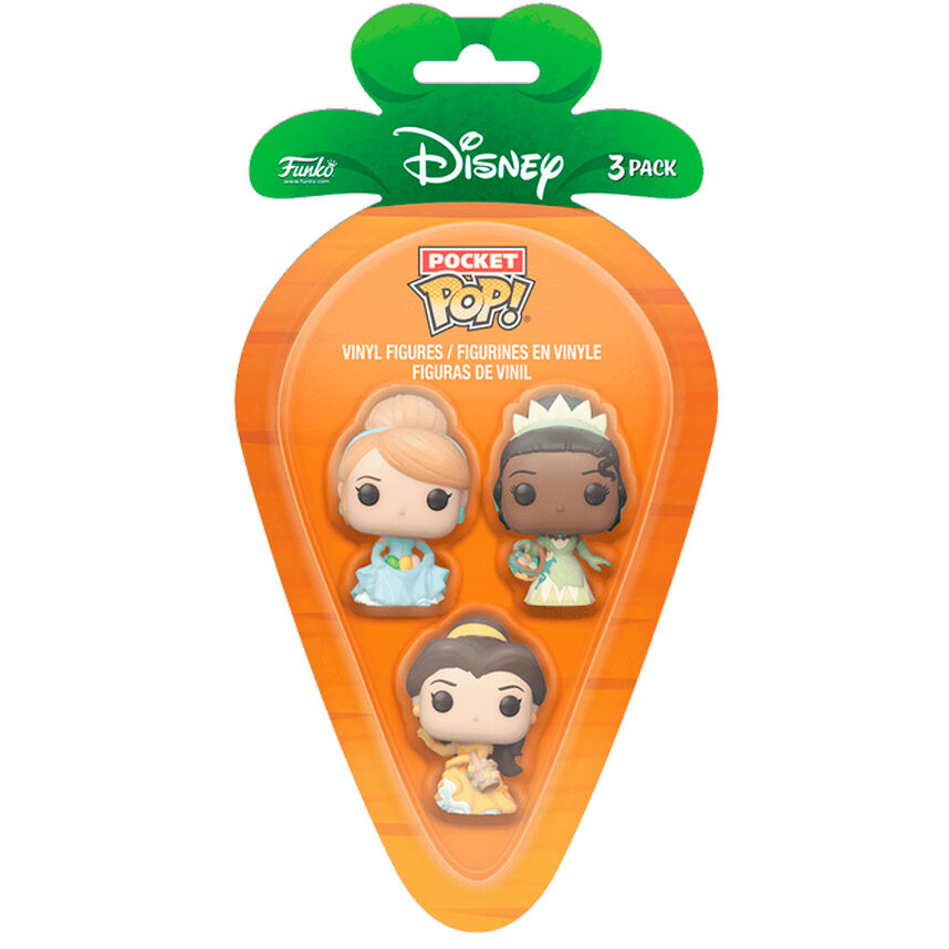 Carrot Pocket POP blister 3 figures Disney Princess Cinderella Tiana Bella easter 1