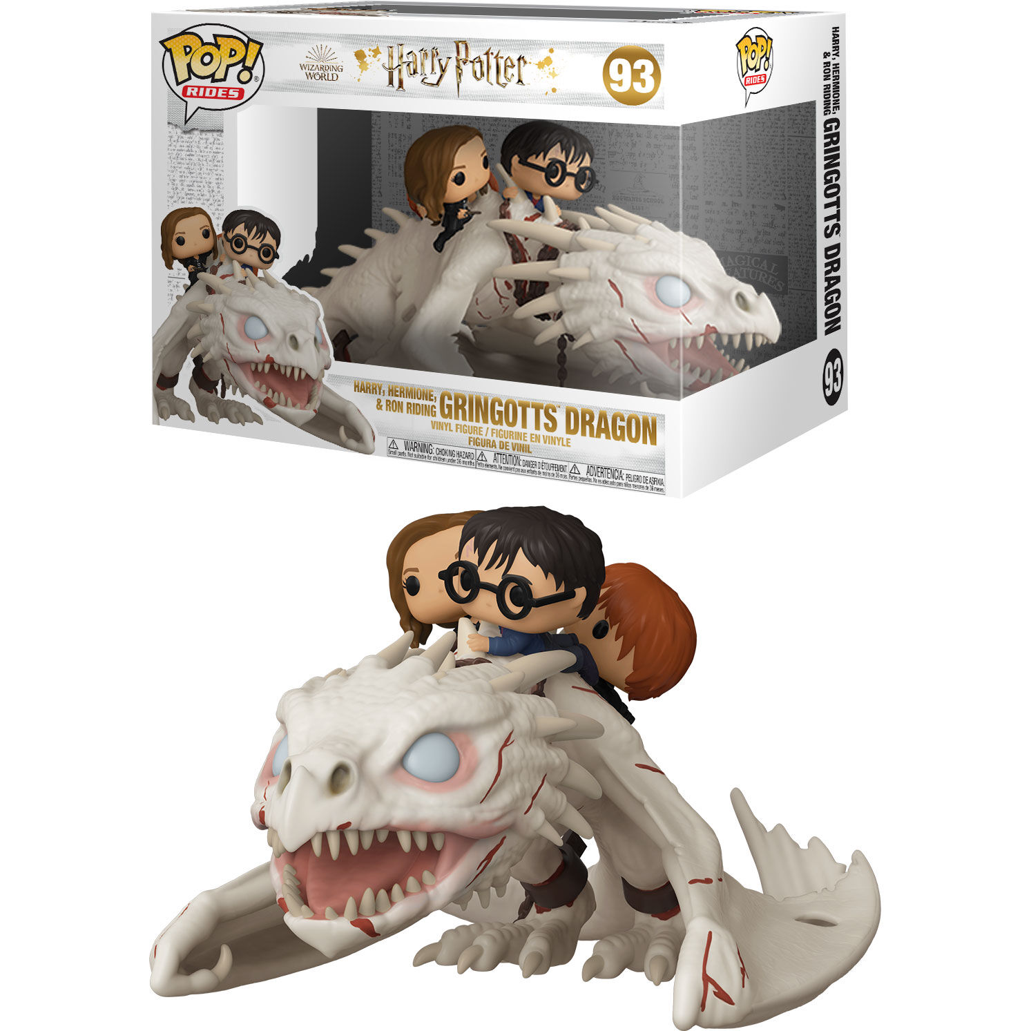 POP figure Harry Potter Gringotts Dragon with Harry, Ron and Hermione 1