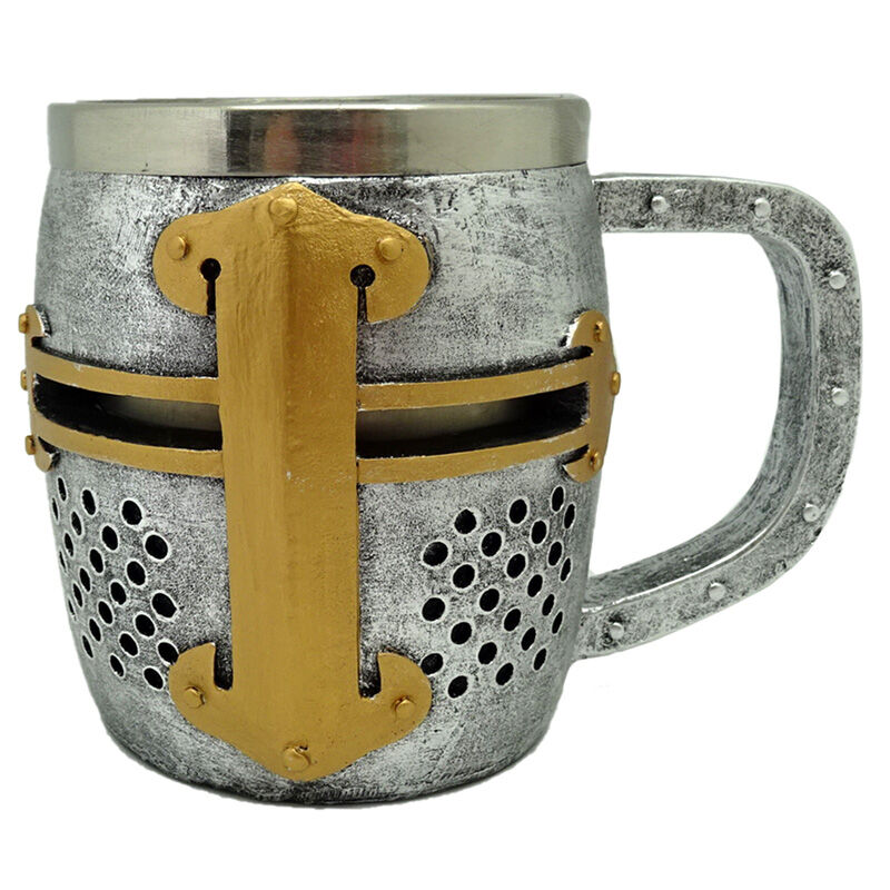 Medieval Knight Silver and Gold Helmet jug 1