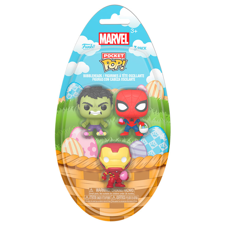 Pocket POP blister 3 figures Marvel Spiderman Hulk Iron Man Easter 2