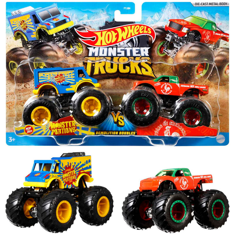 Hot Wheels Monster Trucks assorted pack 2 demolition doules 2